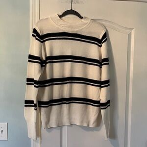 Gap NWOT Mock Neck Cotton Striped Black and White Sweater Sz XL TALL